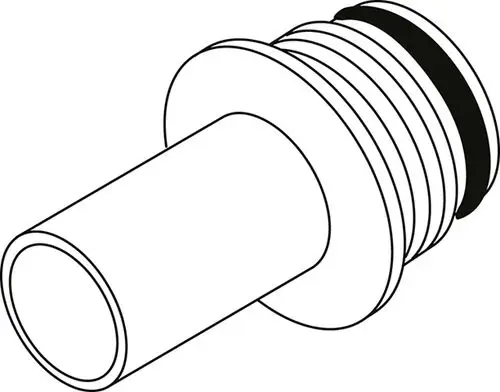 Anschlußnippel mit einem durchgehenden zylindrischen Ende und Gewinde, hergestellt von Ideal Standard, geeignet zum Verbinden von Wasserleitungen.
